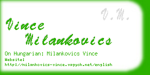 vince milankovics business card